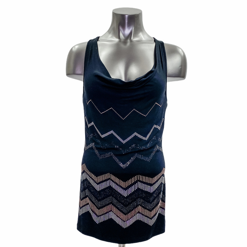 GUESS Cowl Neck Chevron Embellished Tank Top